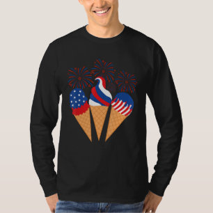 Blue White Red Ice Cream Cone US Flag Patriotic 4t T-Shirt