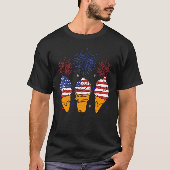 Blue White Red Ice Cream Cone Us Flag Patriotic 4t T-Shirt (Front)