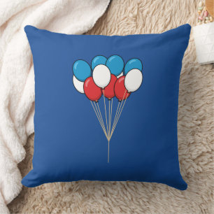 Blue White Red Patriotic Balloons Cushion