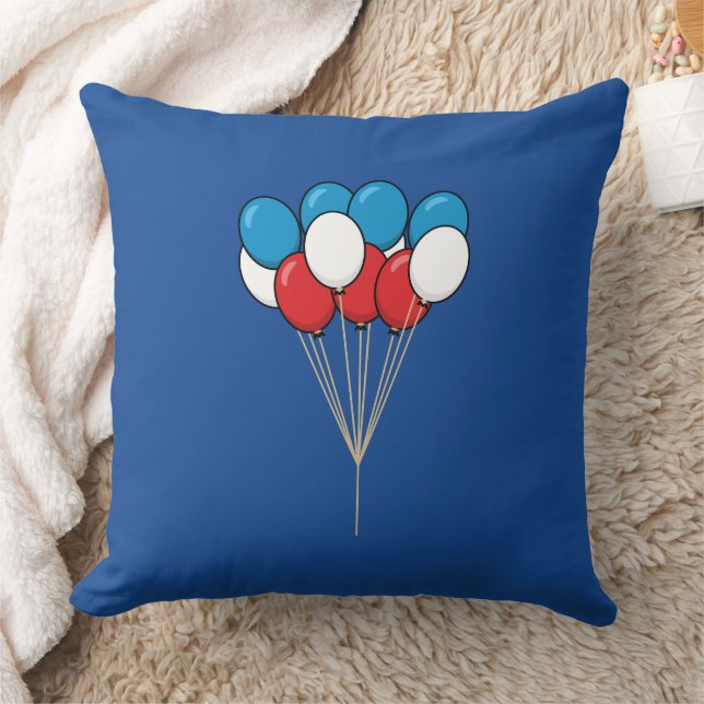 Blue White Red Patriotic Balloons  Cushion (Blanket)
