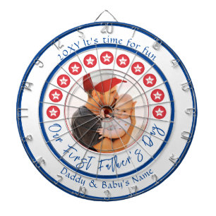 Blue White Red Photo New Dad First Fathers Day Dartboard