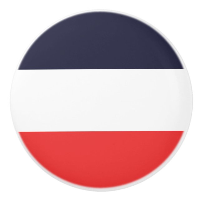 Blue White & Red Stripes Striped Ceramic Knob (Front)