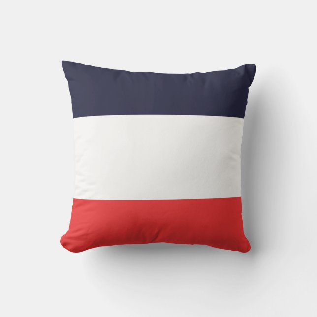 Blue White & Red Stripes Striped Cushion (Front)