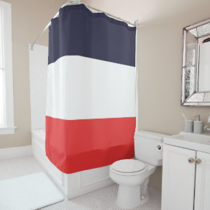 Blue White & Red Stripes Striped Shower Curtain