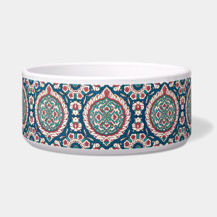 Blue White Red Teal Oriental Azulejo Pattern