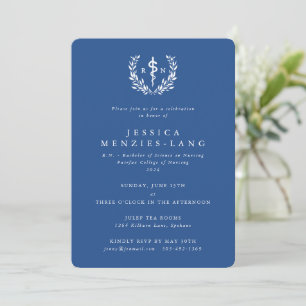 Blue/White Registered Nurse Asclepius Graduation Invitation