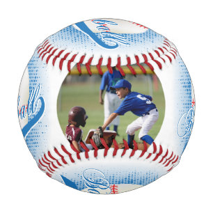 Blue White Retro Baseball with Photo