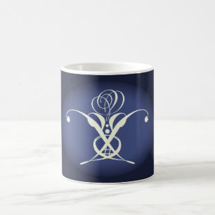 Blue White Rose Art Deco Coffee Mug