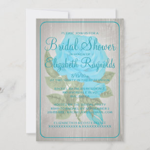 Blue & White Rustic Floral Bridal Shower Invites
