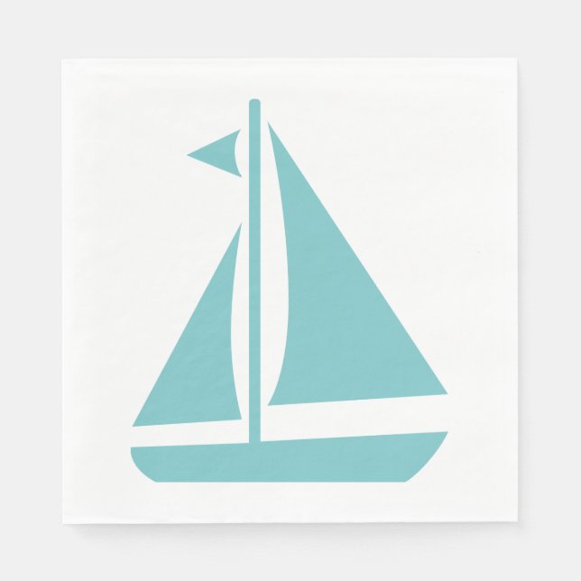 Blue & White Sailboat Nautical Wedding / Party Napkin (Front)
