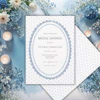 Blue White Scalloped Frame Vintage Bridal Shower