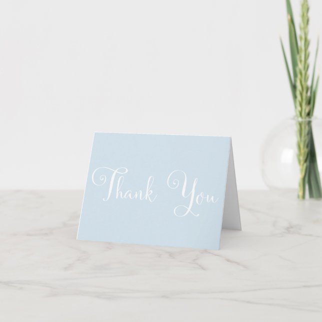 Blue White Script Personalised Wedding Thank you Card (Front)