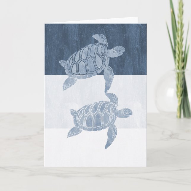 Blue White Sea Turtles Card (Front)
