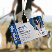 Blue White Service Dog 2 Logos & Photo ID
