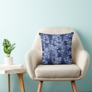 Blue & White Shibori Leaves Tie Dye Cushion