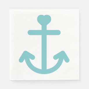 Blue & White Ship Anchor Nautical Wedding / Party Napkin