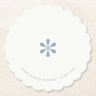 Blue & White Simple Chic Couple Paper Coaster