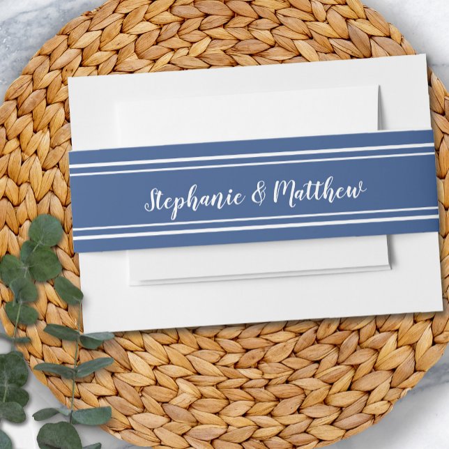 Blue White Simple Chic Elegant Minimalist Wedding Invitation Belly Band (Blue White Simple Chic Elegant Minimalist Wedding Invitation Belly Band)