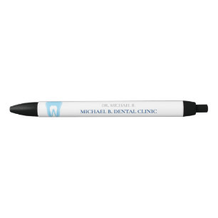 Blue White Simple Dentist logo Black Ink Pen