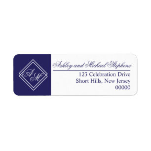 Blue White Simple Geometric Monogram Wedding