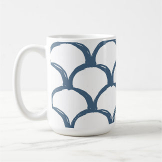Blue & White Sketch Scallop Pattern & Rainbow Coffee Mug