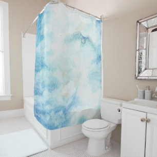 Blue White Sky Clouds Artistic Shower Curtain