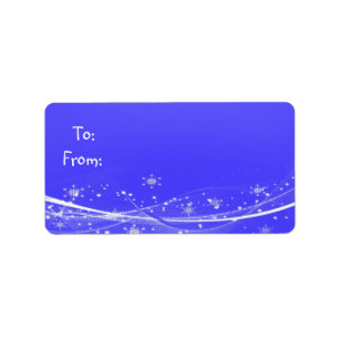 Blue & White Snow Christmas Gift Tag