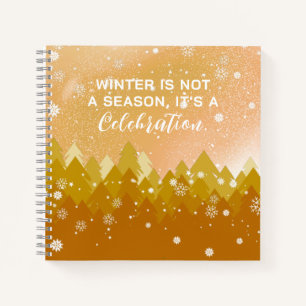 Blue White Snow Peaceful Forest Winter Quote Notebook