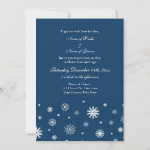 Blue White Snow Winter Wedding Invitation Cards