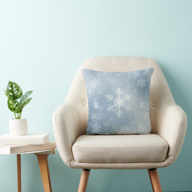 Blue & White Snowflake Pattern Cushion (Chair)