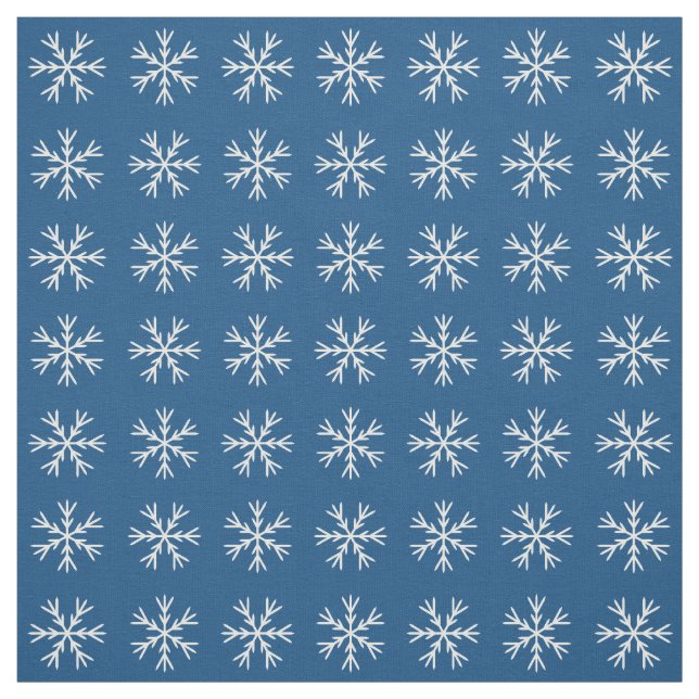Blue White Snowflake Pattern Fabric (Swatch)
