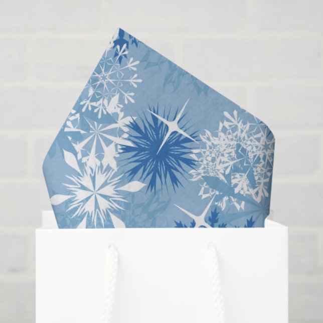 Blue white snowflake pattern tissue paper (Gift Bag)