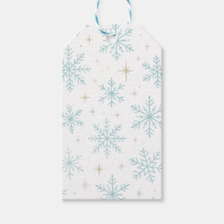 Blue & White Snowflake Sparkle Gift Tags