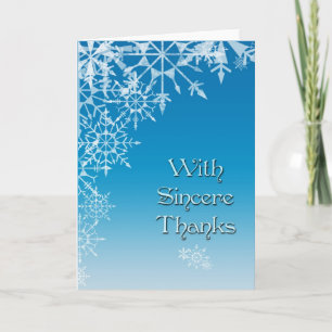 Blue White Snowflake Thank You Card