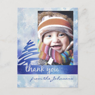 Blue & White Snowflake "Thank You" Photo Postcard