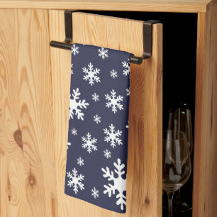 Blue White Snowflake Winter Christmas Holidays Tea Towel