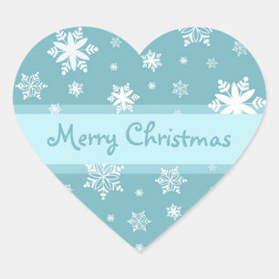 Blue White Snowflakes Merry Christmas Stickers