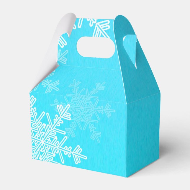 Blue White Snowflakes Minimalist Christmas Favour Box (Front Side)