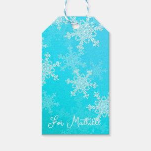 Blue White Snowflakes Minimalist Christmas Gift Tags