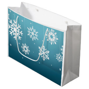 Blue White Snowflakes Pattern Christmas Large Gift Bag