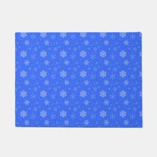 Blue White Snowflakes Winter Season Christmas Doormat
