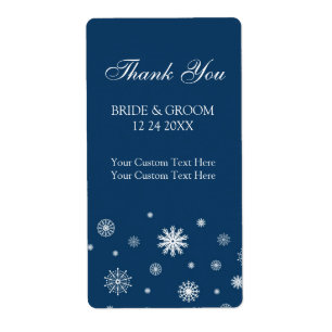 Blue White Snowflakes Winter Wedding Labels