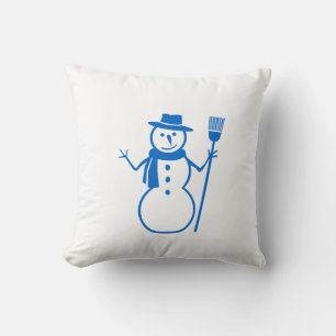 blue & white  snowman and HAPPY HOLLIDAY Cushion