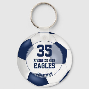 blue white soccer ball boys team spirit key ring