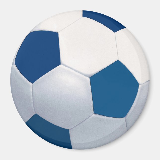 Blue & White Soccer Ball Magnet (Front)