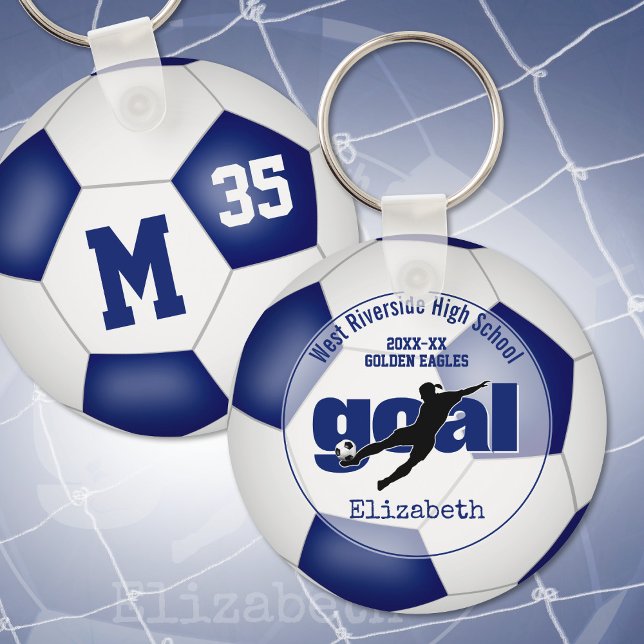 blue white soccer goal team spirit gifts girls key ring (Creator Uploaded)