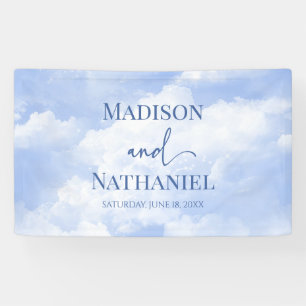 Blue White Sparkle Clouds Dreamy Elegant Wedding Banner