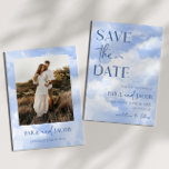 Blue White Sparkle Clouds Dreamy Elegant Wedding Save The Date<br><div class="desc">This is a Blue White Sparkle Clouds Dreamy Elegant Wedding Save The Date Invitation!</div>