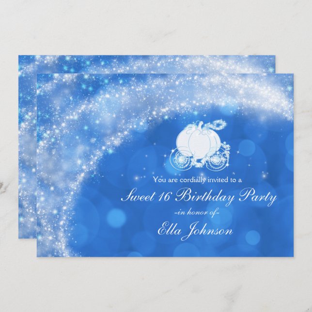 Blue & White Sparkle Elegant Bridal Shower Party Invitation (Front/Back)