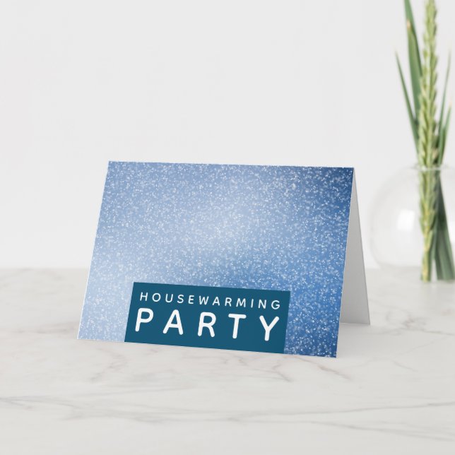 Blue & White Speck, Housewarming Party Invite (Front)